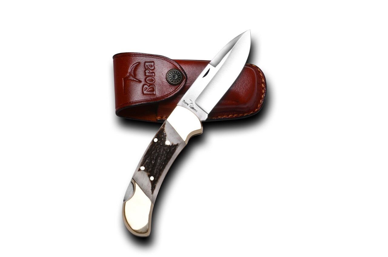 Bora 204 BG Büyük Boy İnce Yuvarlak Uçlu Boynuz Saplı Çakı