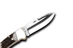 Bora 204 BG Büyük Boy İnce Yuvarlak Uçlu Boynuz Saplı Çakı