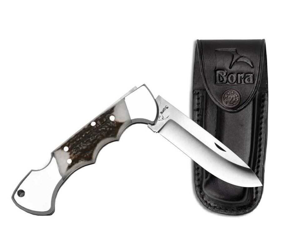 Bora 210 BP Ergonomik Yuvarlak Uçlu Boynuz Saplı Çakı