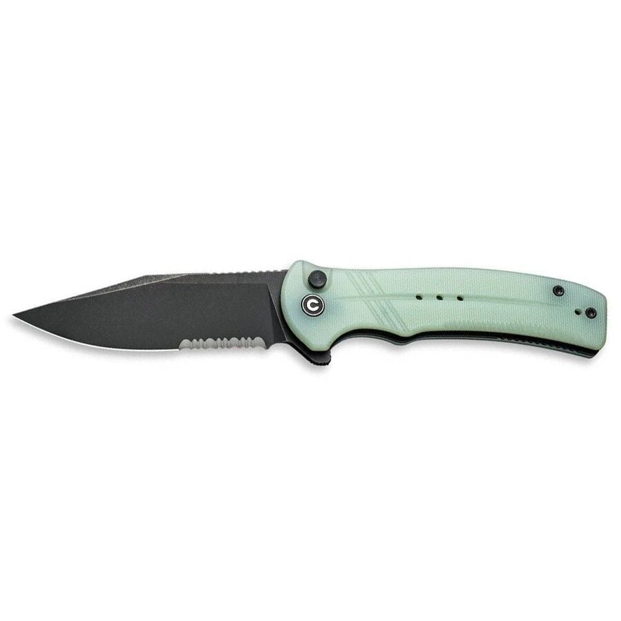 Civivi Cogent Flipper & Button Lock Knife Blackwashed Serrated  Naturel G10 Handle Çakı