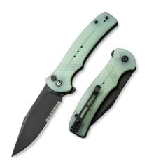 Civivi Cogent Flipper & Button Lock Knife Blackwashed Serrated  Naturel G10 Handle Çakı