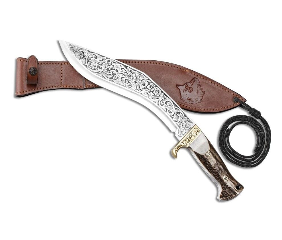 Bora 512 BG2 Kukri Geyik Boynuzu Sap Gravürlü Bıçak