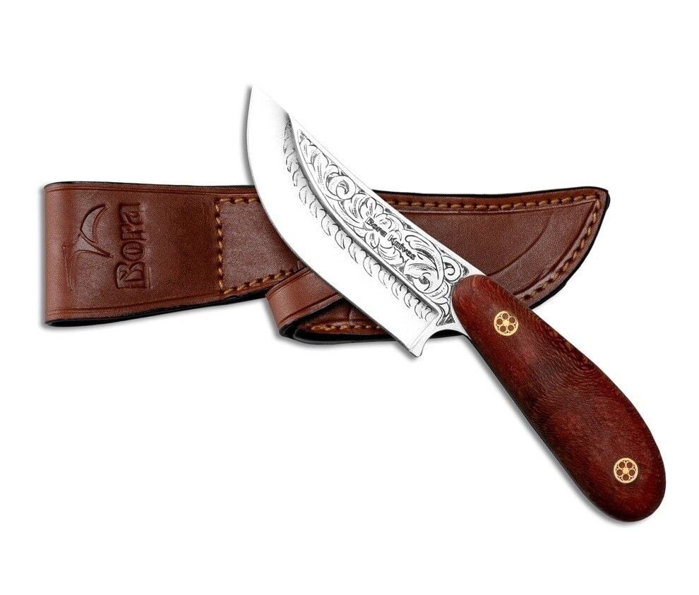 Bora 303 Mini Yüzme Paduk Ağacı Sap Gravürlü Bıçak