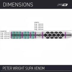 Red Dragon Peter Wright Snakebite Supa-Venom  % 90 Tungsten Çelik Uçlu Dart Oku