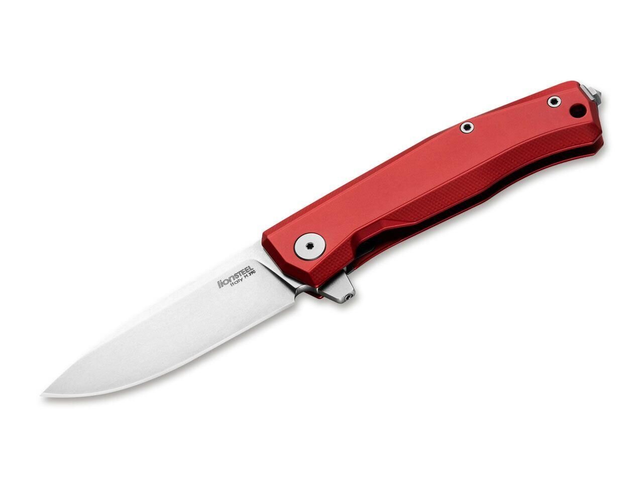 Lionsteel MT01A RS Myto Stone Washed M390 Blade, Red Aluminium Handle Çakı