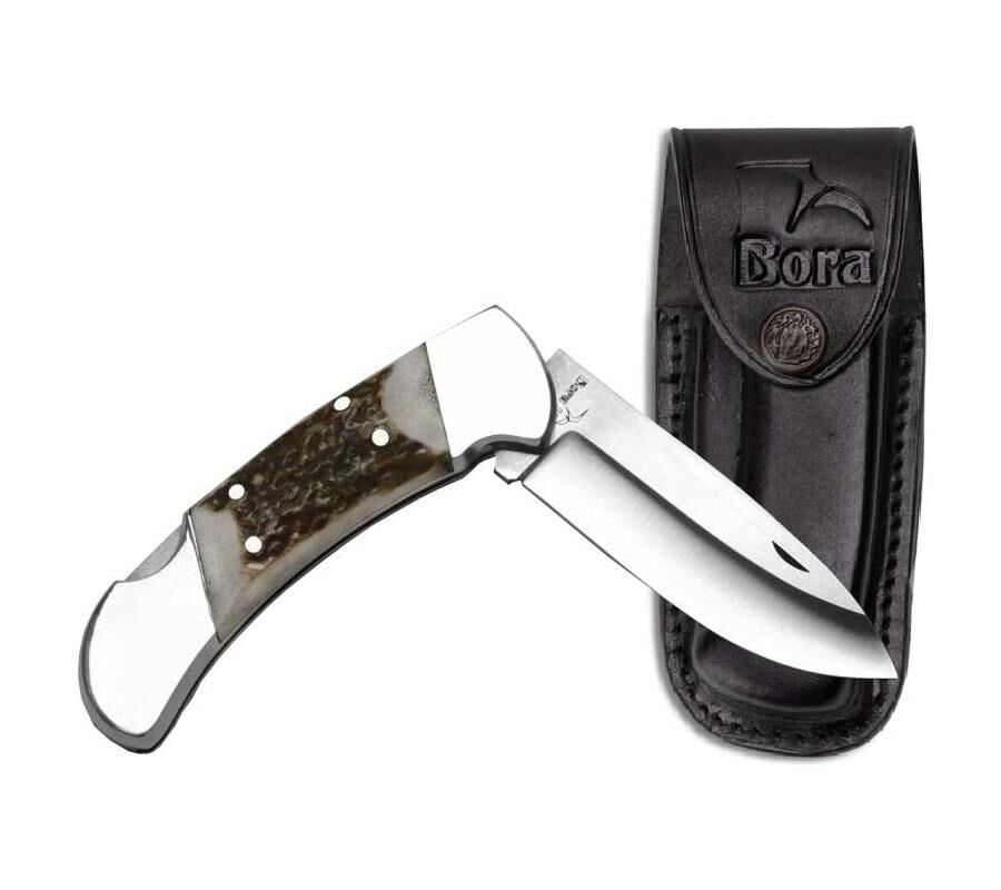 Bora 205 BP Büyük Boy Yuvarlak Uçlu Boynuz Saplı Çakı