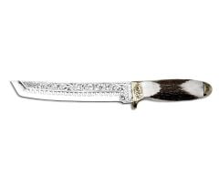 Bora 501 Tanto Boynuz Sap Gravürlü Bıçak