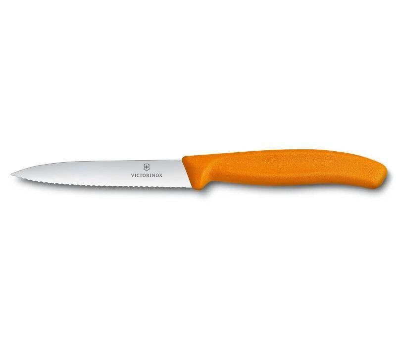 Victorinox SwissClassic 10cm Tırtıklı Soyma Bıçağı Turuncu
