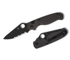 Spyderco Buttonup Cf Black Blade Combinationedge Çakı