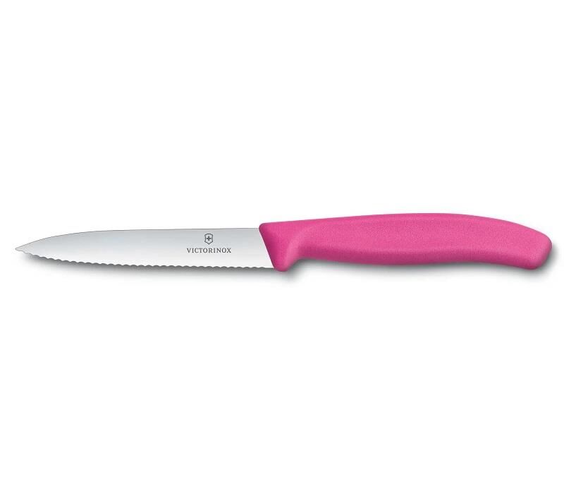 Victorinox Swiss Classic 10cm Tırtıklı Soyma Bıçağı Pembe