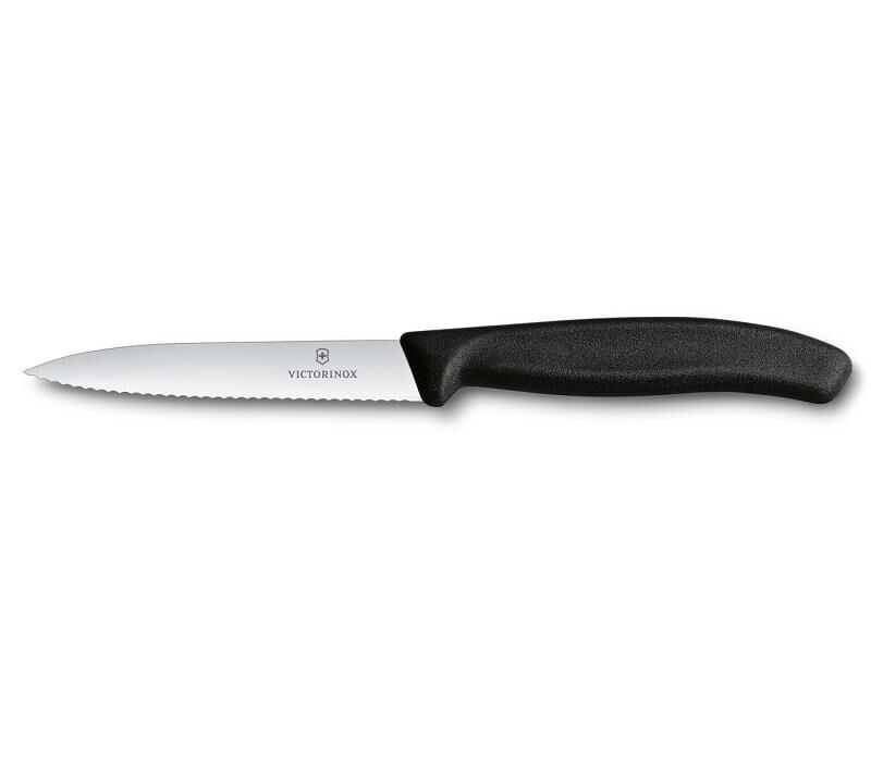 Victorinox Swiss Classic 10cm Tırtıklı Soyma Bıçağı Siyah