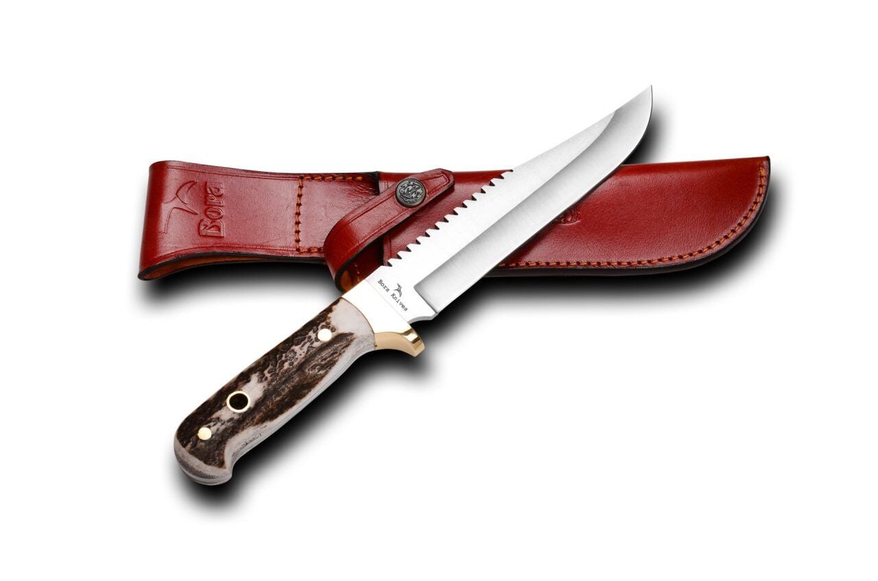 Bora 403 B Büyük Bowie Testereli Geyik Boynuzu Saplı Bıçak