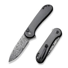 Civivi Button Lock Elementum II CF Damascus Çakı