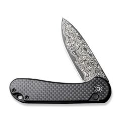 Civivi Button Lock Elementum II CF Damascus Çakı