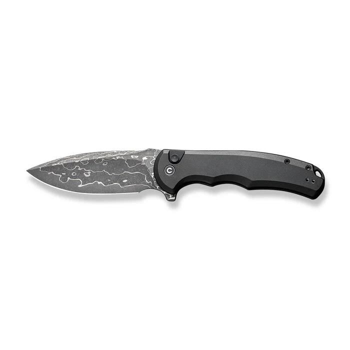 Civivi Button Lock Praxis Aluminum Black Damascus Çakı