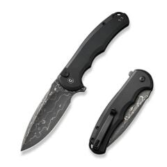 Civivi Button Lock Praxis Aluminum Black Damascus Çakı