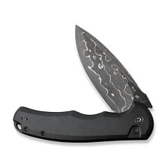 Civivi Button Lock Praxis Aluminum Black Damascus Çakı