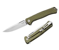 Lionsteel Emmet EM01A GS Stone Washed Blade MagnaCut Green  Aluminium Hammertone Çakı