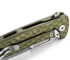 Lionsteel Emmet EM01A GS Stone Washed Blade MagnaCut Green  Aluminium Hammertone Çakı