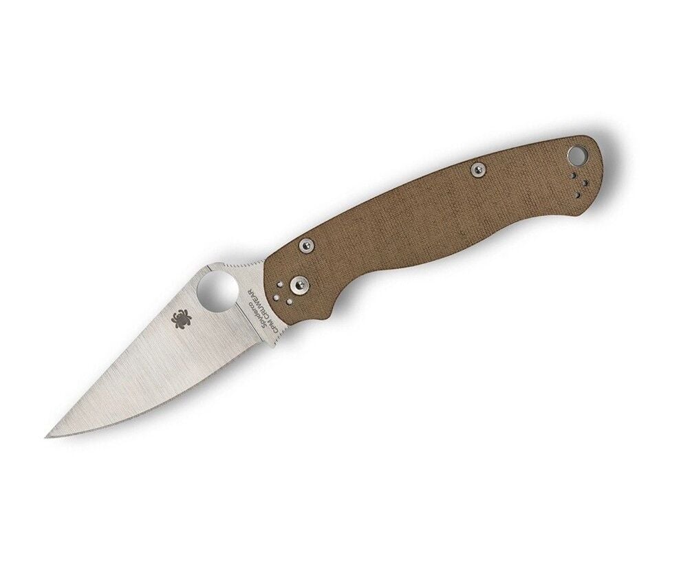 Spyderco Para Military 2 Brown Canvas Micarta CPM Cruewear Blade PlainEdge Çakı