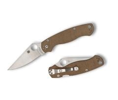 Spyderco Military 2 Brown Canvas Micarta CPM Cruewear Blade PlainEdge Çakı