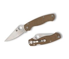 Spyderco Para Military 2 Brown Canvas Micarta CPM Cruewear Blade PlainEdge Çakı