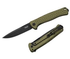Lionsteel Emmet EM01A GB Old Black Blade MagnaCut Green Aluminium Hammertone Çakı
