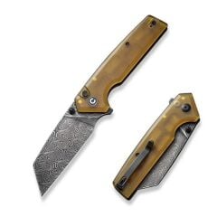 Civivi Amirite 4 Reverse Tanto Ultem Amber Damascus Çakı