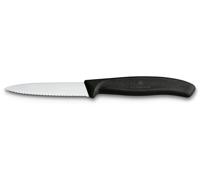 Victorinox Swiss Classic 8cm Tırtıklı Soyma Bıçağı Siyah
