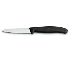 Victorinox Swiss Classic 8cm Tırtıklı Soyma Bıçağı Siyah