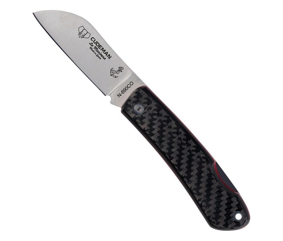 Cudeman 386-CF La Marinera Carbon Fiber Saplı Deri Kılıflı Çakı