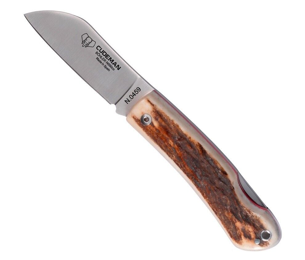 Cudeman 386-CVF La Marinera Deer Antler Geyik Boynuzu Saplı Deri Kılıflı Çakı