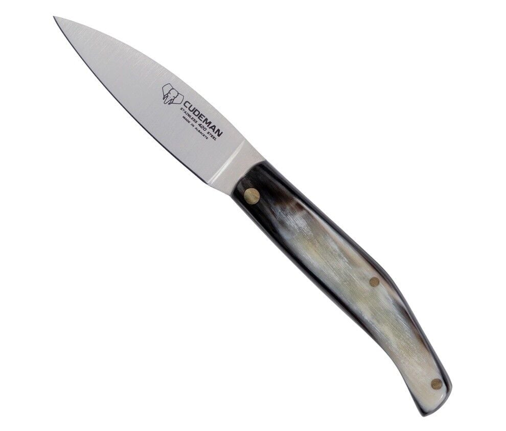 Cudeman 445-AF Catalana S Bull Horn Boğa Boynuzu Saplı Deri Kılıflı Çakı