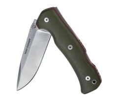 Cudeman 337-GVF Mini Ranger Green G10 Saplı Klipsli ve Deri Kılıflı Çakı
