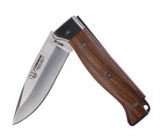 Cudeman 384-GF MT-4 Satin Walnut Ceviz Ağacı Saplı Deri Kılıflı Çakı
