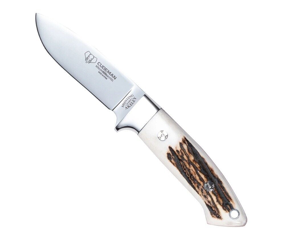 Cudeman 254-C Akeley Deer Antler Geyik Boynuzu Saplı Deri Kılıflı Bıçak