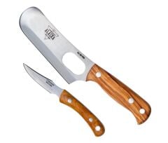 Cudeman 161-L Alaska Olive Set (2 Bıçak) Deri Kılıflı Bıçak