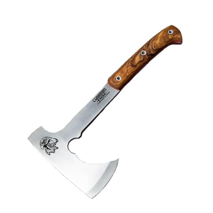 Cudeman 175-L Eagle Olive Wood Zeytin Ağacı Saplı N695 Deri Kılıflı Balta