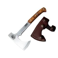 Cudeman 175-L Eagle Olive Wood Zeytin Ağacı Saplı N695 Deri Kılıflı Balta