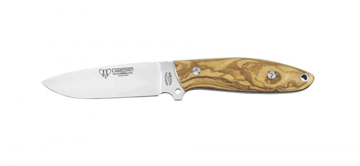 Cudeman 255-L Suther Olive Wood Zeytin Ağacı Saplı Deri Kılıflı Bıçak