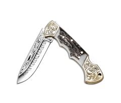 Bora 210 Büyük Boy Ergonomik Geyik Boynuzu Saplı Gravürlü Çakı