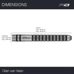 Red Dragon Gian Van Veen % 90 Tungsten Çelik Uçlu Dart Oku 21