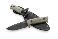 Lionsteel T5 fixed blade tactical knife - Green canvas, black blade Bıçak
