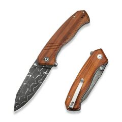 Civivi Placoid Flipper & Thumb Stud Knife Wood Handle Damascus Çakı