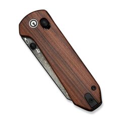 Civivi Yonder Thumb Stud & Crossbar Lock Knife Wood Handle Damascus Çakı