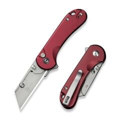 Civivi Elementum Utility Thumb Stud & Button Lock Knife Burgundy Aluminum Handle Çakı