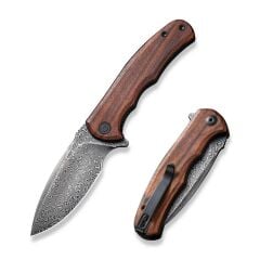 Civivi Mini Praxis Flipper Knife Wood Handle Damascus Çakı