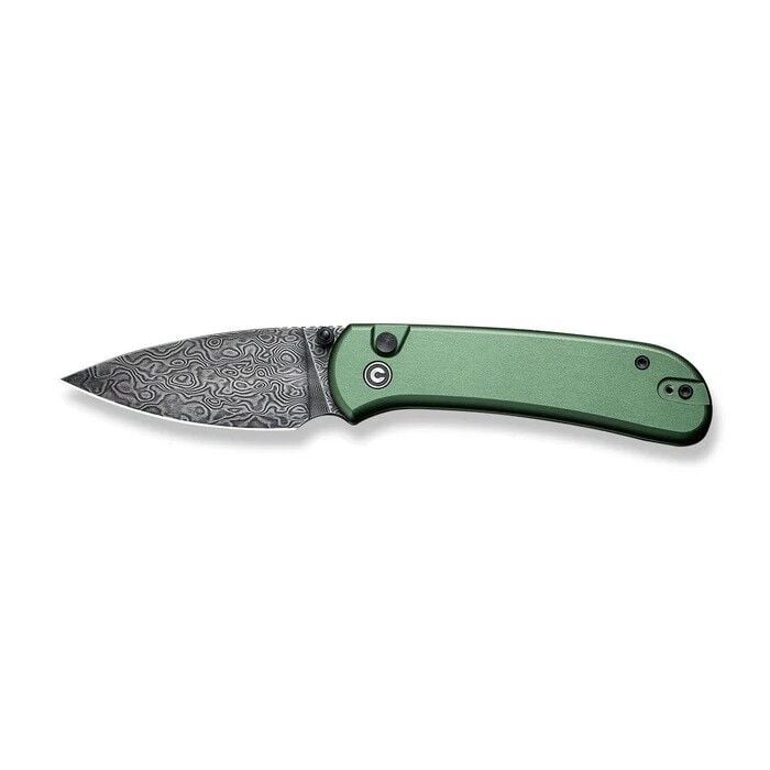 Civivi Qubit Button Lock & Thumb Stud Knife Damascus Green Aluminum Handle Çakı