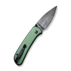 Civivi Qubit Button Lock & Thumb Stud Knife Damascus Green Aluminum Handle Çakı