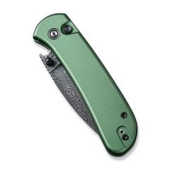 Civivi Qubit Button Lock & Thumb Stud Knife Damascus Green Aluminum Handle Çakı